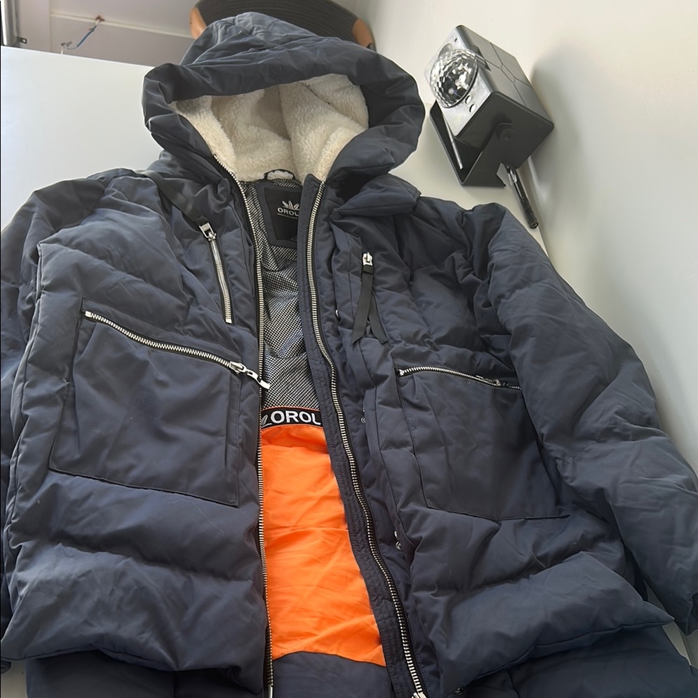 Navy Quilted Puffer Jacket with Insulated Design